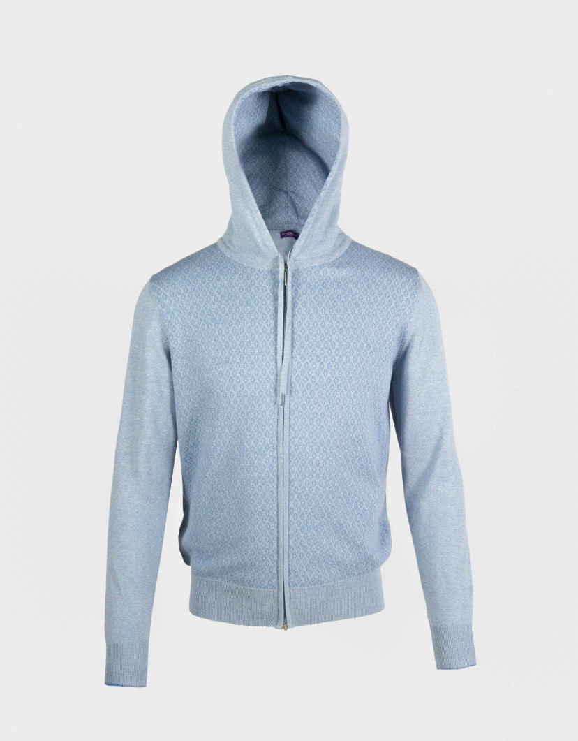 Patrick Hellmann Collection Light Blue Hoodie Sweater Zip-Up 100% Cotton image